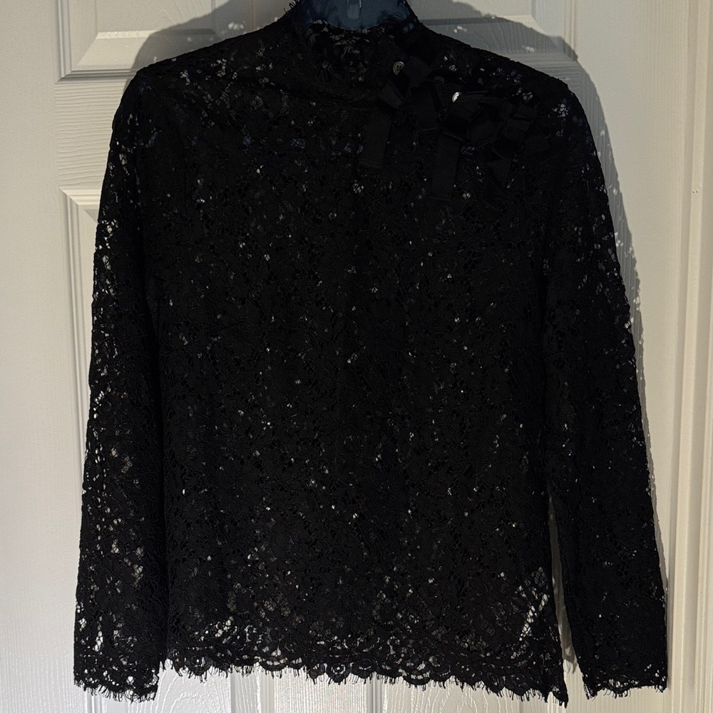 Black Lace Top w/ Bow Details